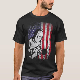 Manar Welder Distress Usa American Flagga Welding T Shirt