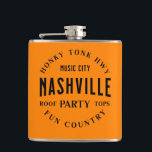Manar Whiskey Party Liquor Vinyl Wrapped Flask Fickplunta<br><div class="desc">Det här trendiget och den moderna orangen är perfekt för händelser eller bara för att starta party! Den har Nashville attraktion som Honky Tonk Highway och RoOfops! Starta roligten Nashville party stil och sparka upp era stövlar! Underbar som gåva till Bachelor-partiet, Best Man och Marskalkar för ett mål party eller...</div>