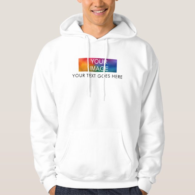 Manar White Hoodie Lägg till bildtexten Logotyp Te (Framsida)
