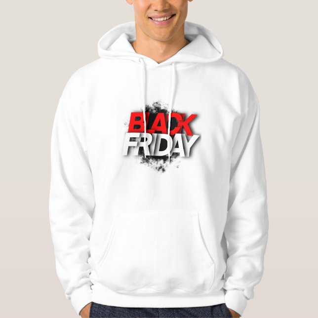 Manar White Hoodie med Bold "BLACK FREDAG" (Framsida)