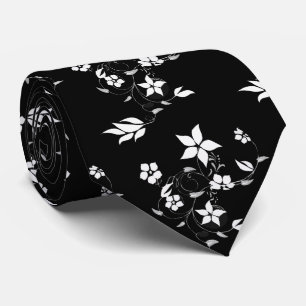 Manar White och Black Blommigt Botanical Tie Slips