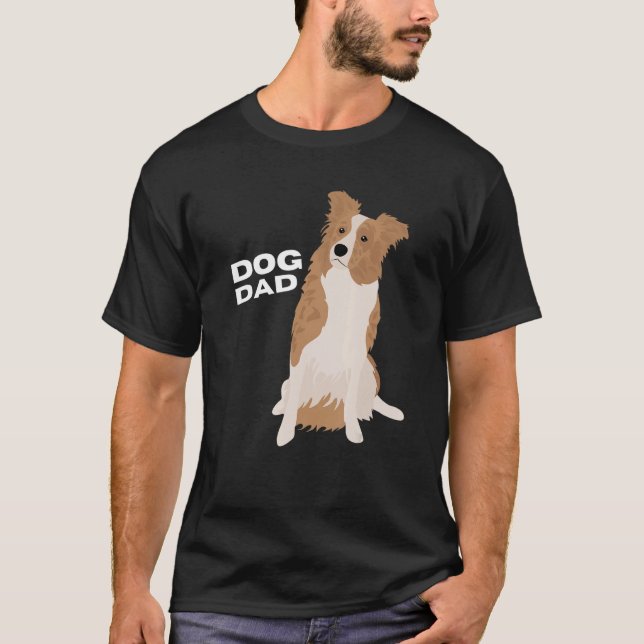 Manar White & Red Merle Gräns Collie Hund Man T Shirt (Framsida)