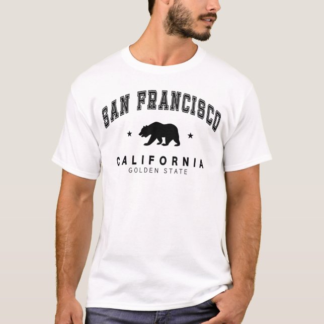 Manar White San Francisco - Grizzly Bear Design T Shirt (Framsida)