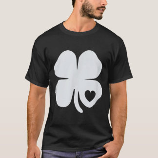 Manar White Shamrock Heart Irish St patricks day G T Shirt