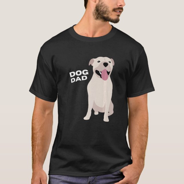 Manar White Stviddshire Bull Terrier Hund Pappa Ma T Shirt (Framsida)