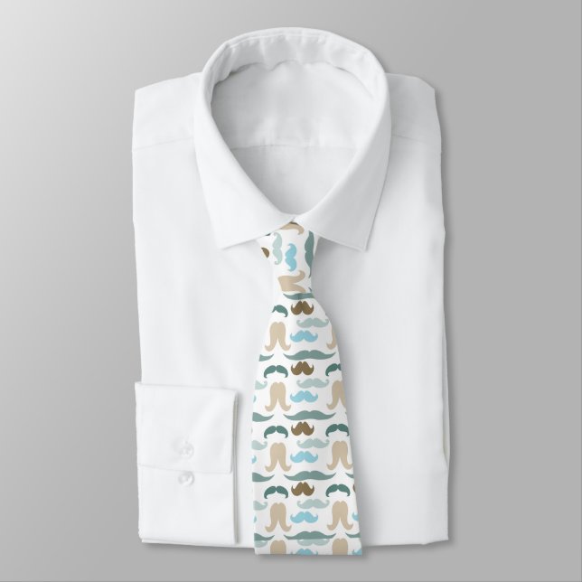 Manar White Tiled Designer Mustache Tie Slips (Bunden)