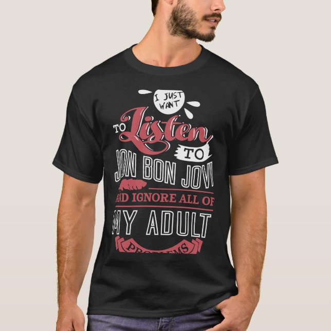 Manar Women Bon Jovi, jag vill bara dricka Vin T Shirt (Framsida)