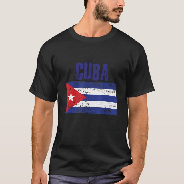 Manar Women Cuba National Pride Distress Cuban Fla T Shirt (Framsida)