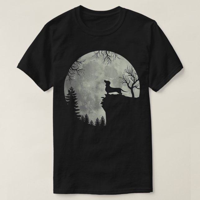 Manar Women Dachshund and Måne Art present (gåva)  T Shirt (Design framsida)