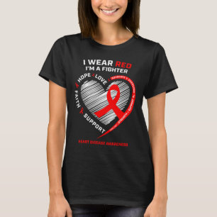 Manar Women Gifts Warrior Red Fighter Heart Diseas T Shirt