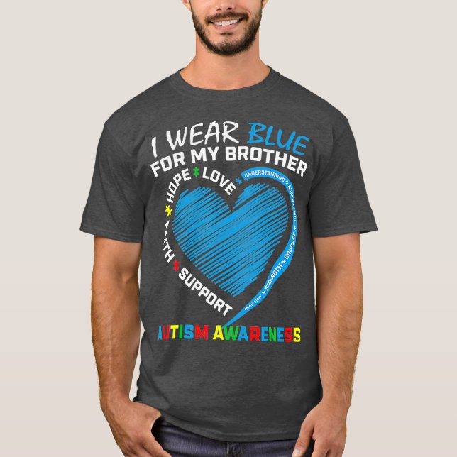 Manar Women Kids I Bära Blue for My Brother Autism T Shirt (Framsida)