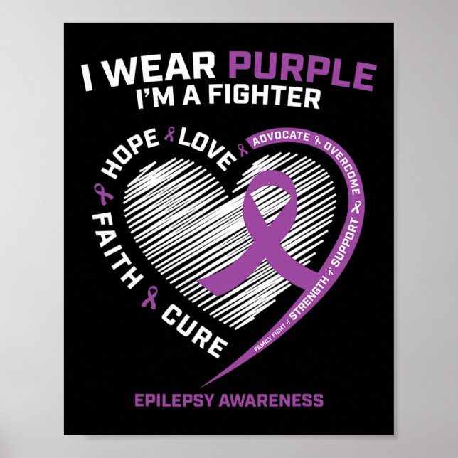 Manar Women Kids I Bära Lila Im a Fighter Epilepsi Poster (Framsidan)