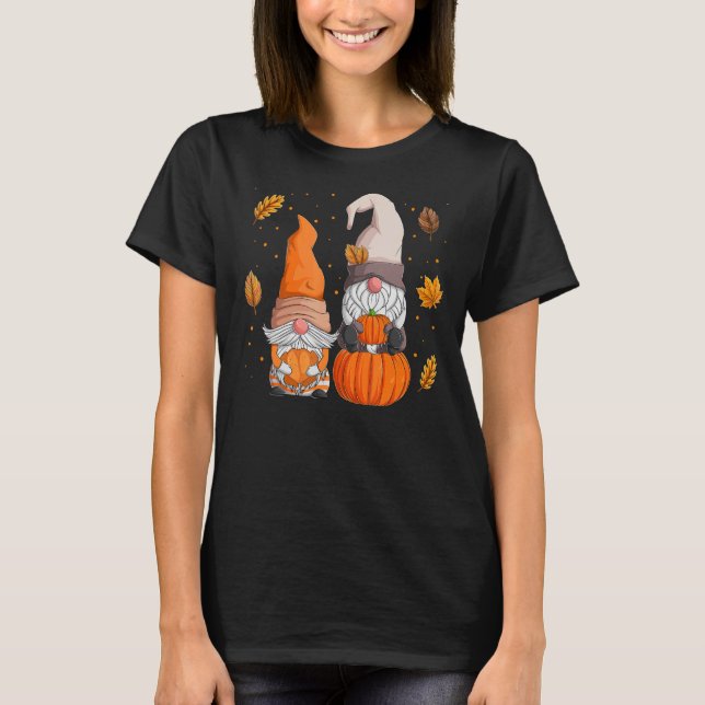 Manar Women Thanksgiving Gnomies Shirts, Gnome Fal T Shirt (Framsida)