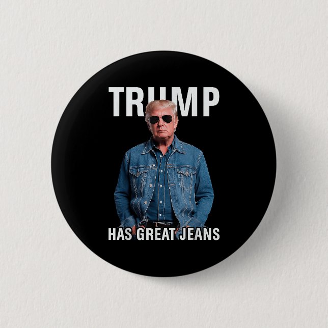 Manar Women Trump har Underbart Jeans Funny Meme Knapp (Framsida)