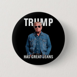 Manar Women Trump har Underbart Jeans Funny Meme Knapp