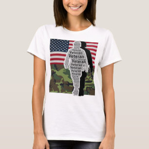 Manar Women US Flagga Camouflage Army Veteran T Shirt