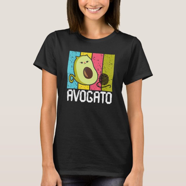 Manar Womens Avogato cat Avocado Aguacate Retro T Shirt (Framsida)