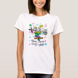 Manar Women's Coola Colorful New York City 5 Avenu T Shirt