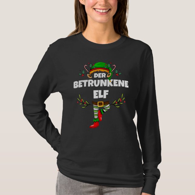 Manar Womens Drunk Elf jul Elf T Shirt (Framsida)