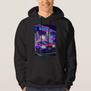 Manar Womens Nissan Skyline Gt-R34 Vaporwave Hoodie
