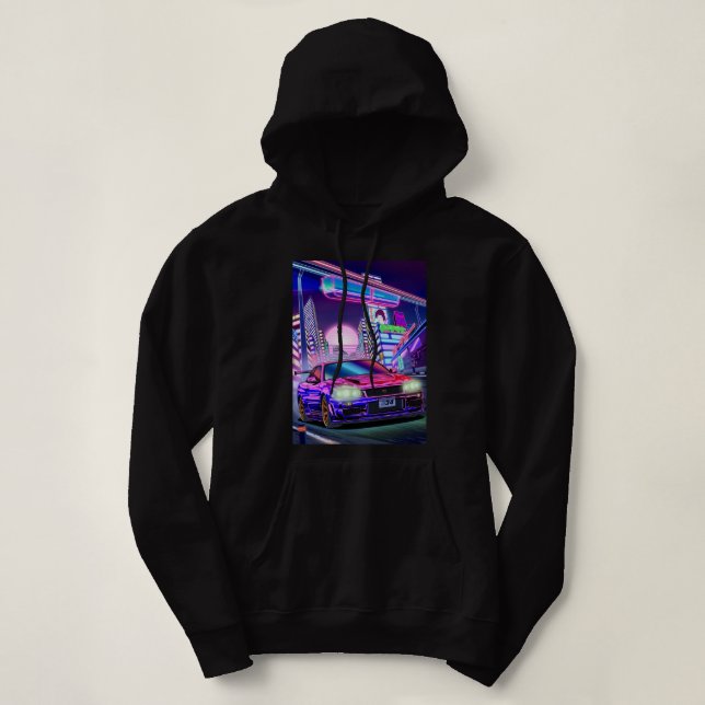 Manar Womens Nissan Skyline Gt-R34 Vaporwave T Shirt (Design framsida)
