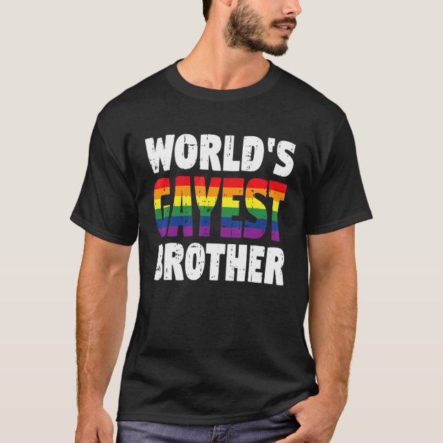 Manar World's Gayest Brother Gay pride Rainbow Fla T Shirt (Framsida)