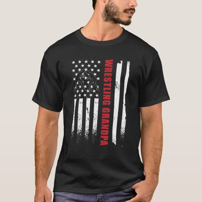 Manar Wrestling Grandpa Apparat Wrestling Grandson T Shirt (Framsida)