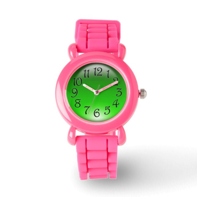 Manar Wristwatch-grönt-uppringningsplatta med rosa Armbandsur (Framsida)