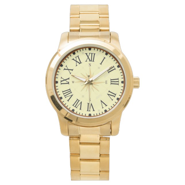 Manar wristwatch Romersk numerarorientering gult Armbandsur (Framsida)