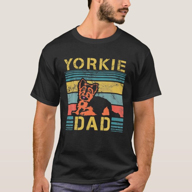 Manar Yorkie Pappa Hund älskare Fars dag Tass Kärl T Shirt (Framsida)