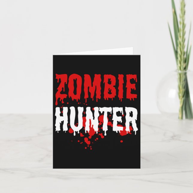 Manar Zombie Hunter Scary Halloween Kort (Framsida)