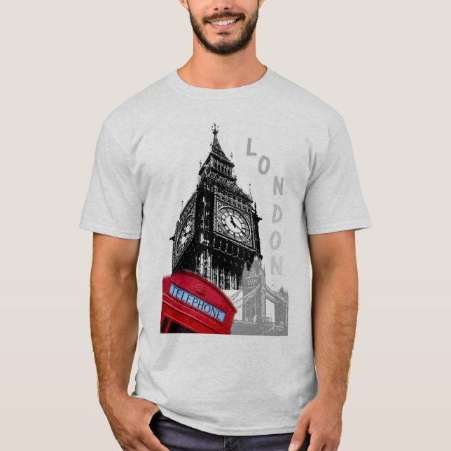 Manarhirts London Big Ben Clock Torn Modern T Shirt (Framsida)