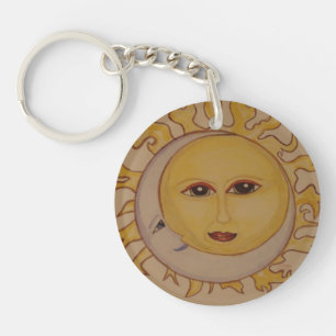 Månarna akryliska nyckelkedjan sol