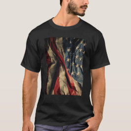 Manarna för den amerikanska Flagga Wave Fabric Des T Shirt