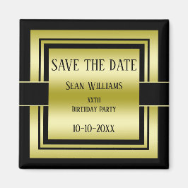 Manarna Guld & Black om födelsedag Spara datum Magnet