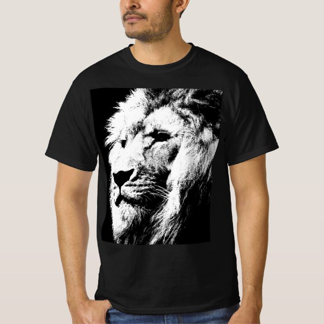 Manarna Modern Template Pop Art Lejon Ansikte Eleg T Shirt (Framsida)