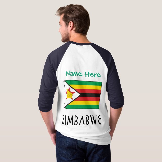 Manarna Zimbabwe Zimbabwe Flagga Grönt Personlig   T Shirt (Hel baksida)