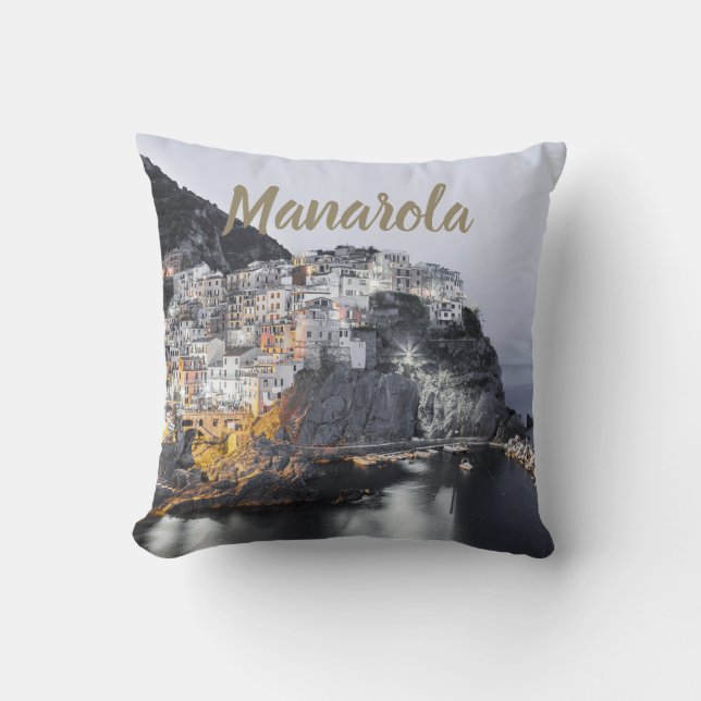 Manarola Cinque Terre Liguria Italien presentkonst Kudde (Framsida)