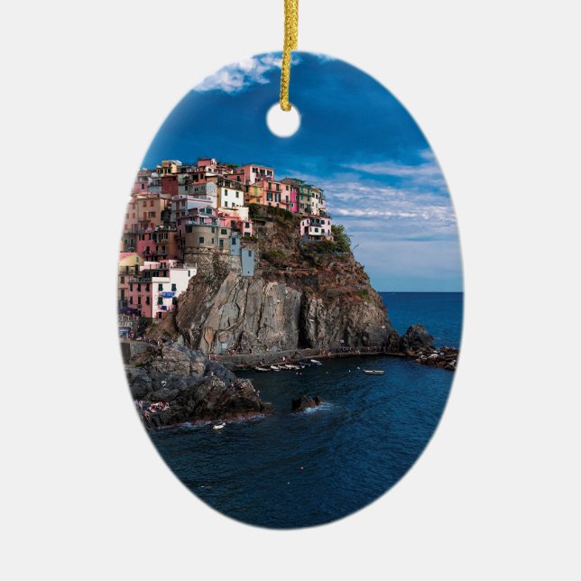 Manarola cinqueterre. Italien Julgransprydnad Keramik (Framsidan)