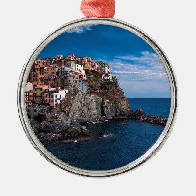Manarola cinqueterre. Italien Julgransprydnad Metall (Framsidan)