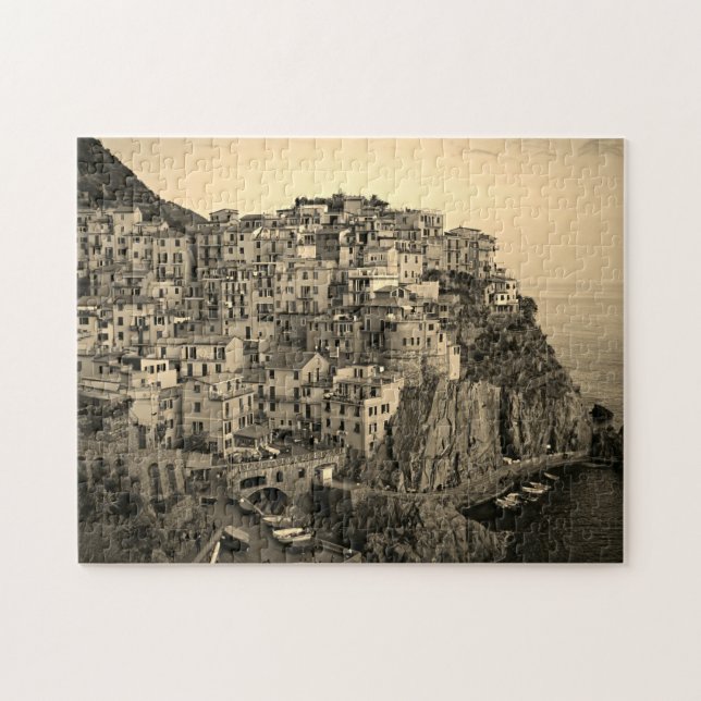 Manarola i Sepia Tones - 11x14 - 252 pcs. Pussel (Horisontell)