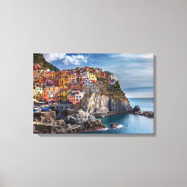 Manarola ItalyCliffside Houses Panorama Canvas ART (Framsida)