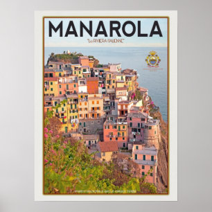 Manarola Vineyard Harbour - på vitt Poster