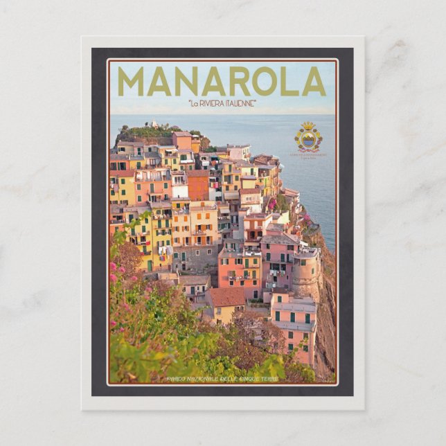 Manarola Vineyard Sunset - På svart Vykort (Framsida)