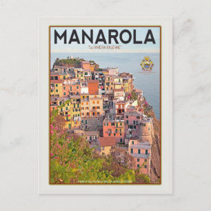 Manarola vingårdsolnedgång (vit) vykort