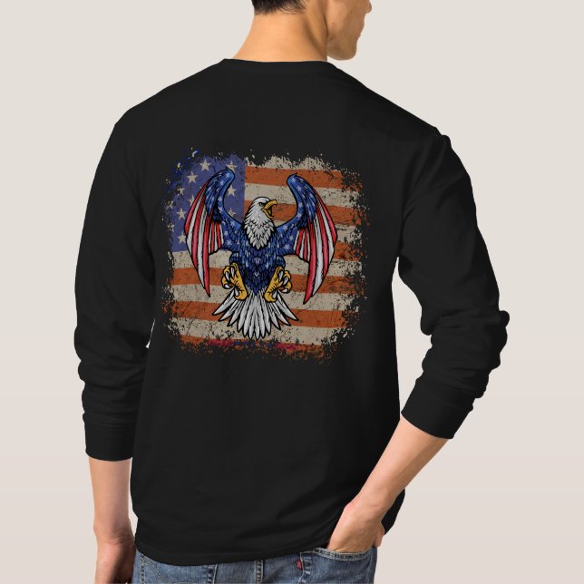 ’Manar's American Eagle Flagga Långärmad Tee’ T Shirt (Baksida)