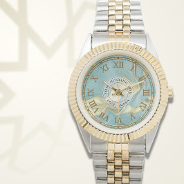 Manar's Aqua Marble Roman Numeral Watch - Eid Gift Armbandsur