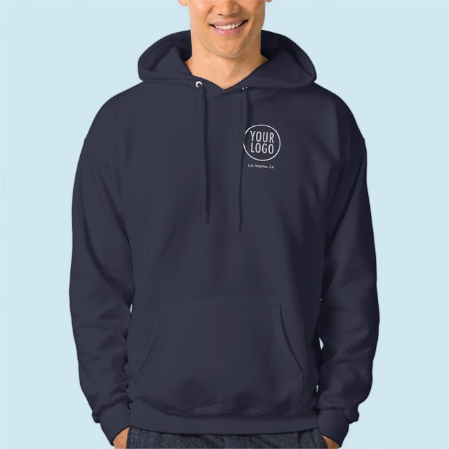 Manar's Pullover Hoodie Anpassningsbar Company Log (MISOOK Men’s Navy Blue Hoodie with Logo)