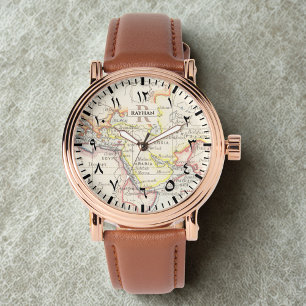 Manar's Ro Guld Mecca Karta Watch - Arabiska siffr Armbandsur