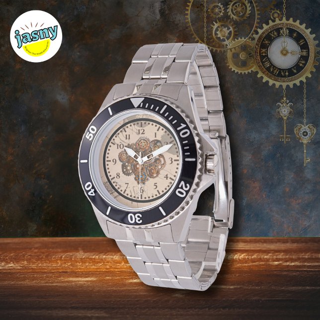 Manar's Steampunk Gears Cosplay Stainless Steel Armbandsur (Skapare uppladdad)